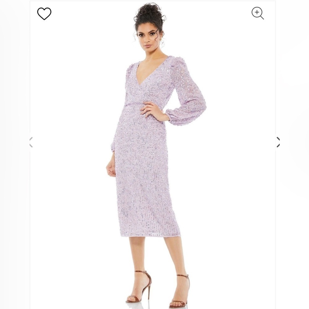Mac Duggal 10764 Long Sleeve Cocktail Dress
In Lavender size 6 NEW $397 soldout - Picture 3 of 17